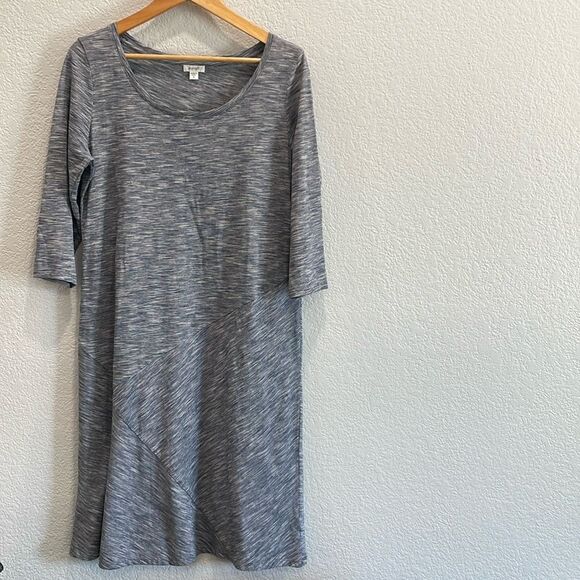 J. Jill PureJill Blue & White Heathered 3/4 Length Sleeve Dress Size Small - Picture 1 of 7